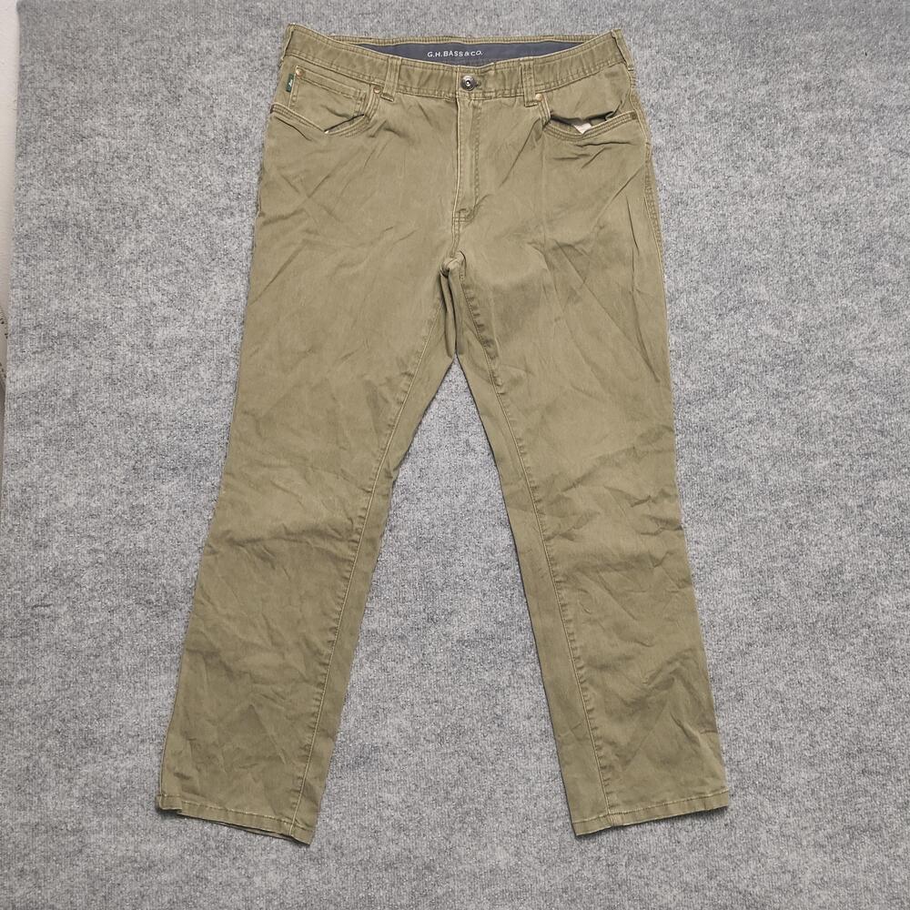 G.H. Bass & Co Pants Mens 38x32 Green Straight Leg 5-Pocket Casual Workwear